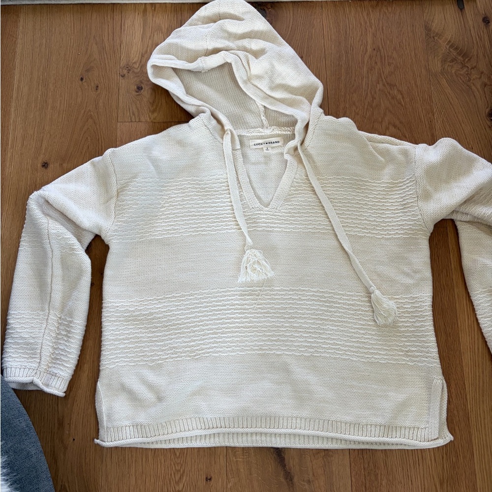 Lucky Brand Cream Hooded Knit Sweater